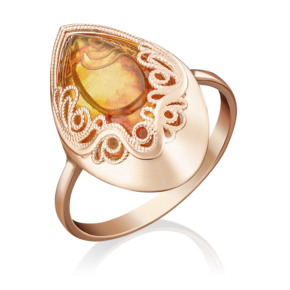 Кольцо из красного золота с янтарём 01-5055-00-271-1110-46