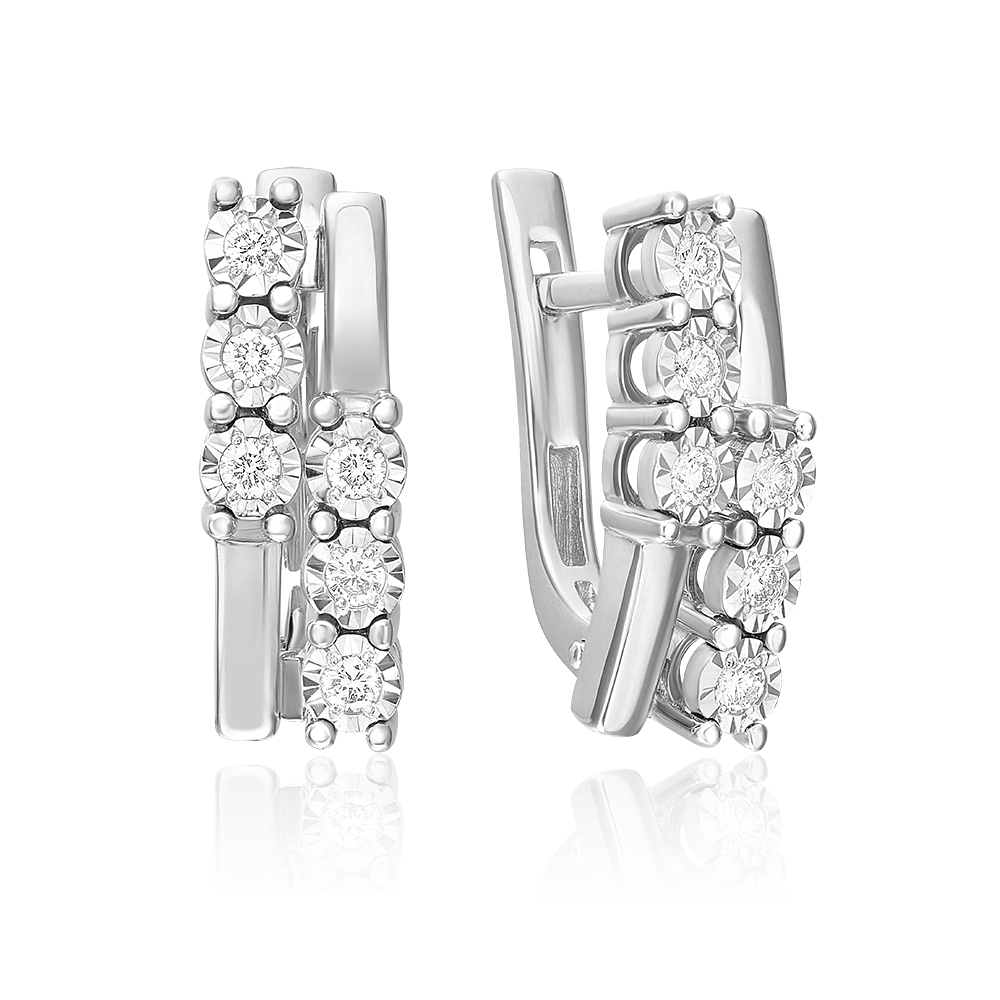 Серьги с английским замком из белого золота с бриллиантами 02-5273-00-101-1120