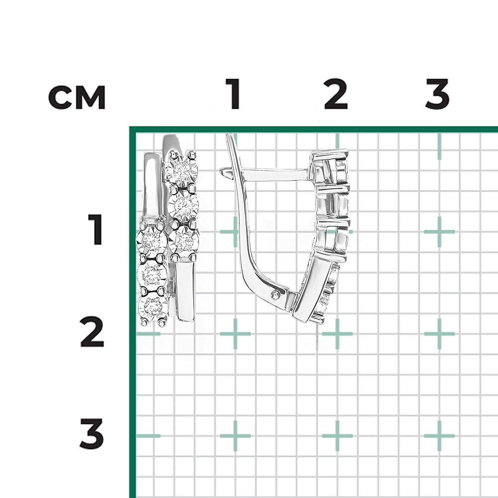 Серьги с английским замком из белого золота с бриллиантами 02-5273-00-101-1120