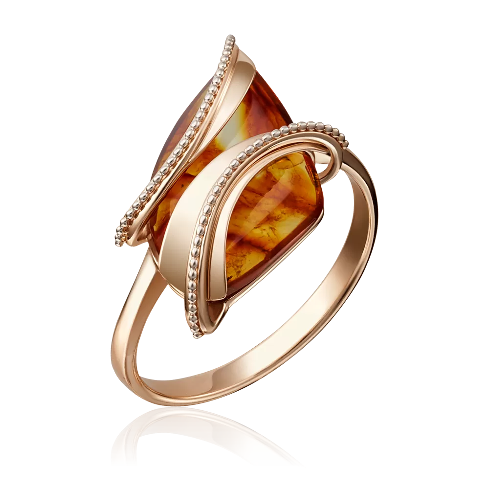 Кольцо из красного золота с янтарём 01-5135-00-271-1110-46