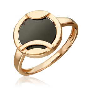 Кольцо из красного золота с ониксом