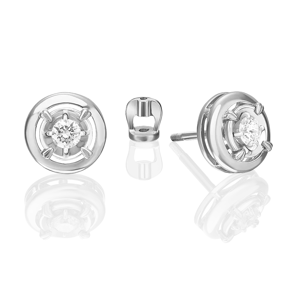 Серьги-пусеты из белого золота с бриллиантом 02-5275-00-101-1120