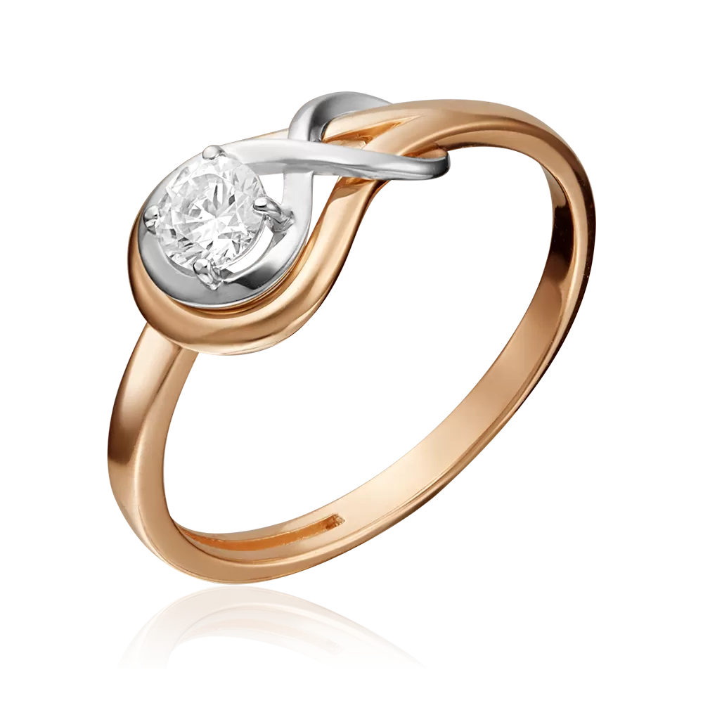 Кольцо из комбинированного золота с фианитом 01-5343-00-501-1111-38