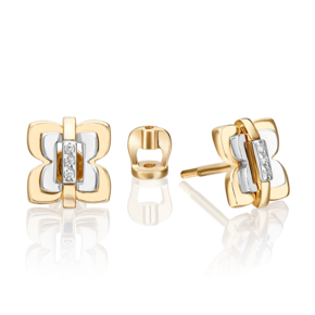 Серьги-пусеты из комбинированного золота с бриллиантами 02-5011-00-101-1121