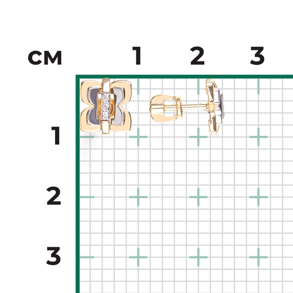 Серьги-пусеты из комбинированного золота с бриллиантами 02-5011-00-101-1121