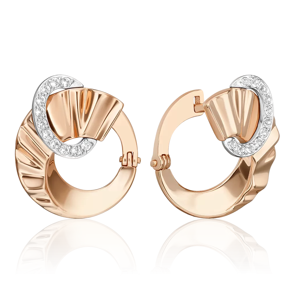 Серьги «Очарование» с английским замком из комбинированного золота с натуральными топазами white 02-5100-00-201-1111