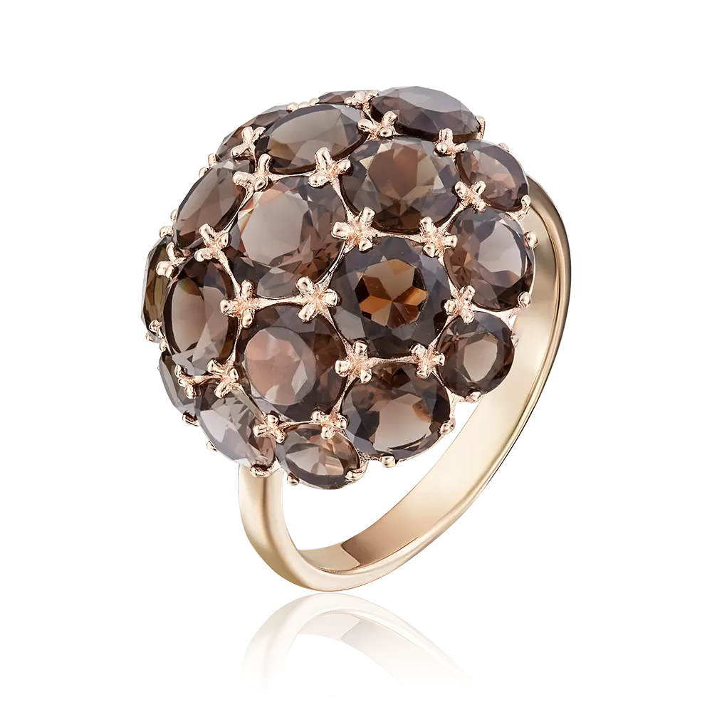 Кольцо из красного золота с кварцем дымчатым 01-4377-00-202-1110-46