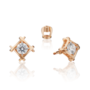 Серьги-пусеты из красного золота с фианитом 02-4449-00-501-1110-38