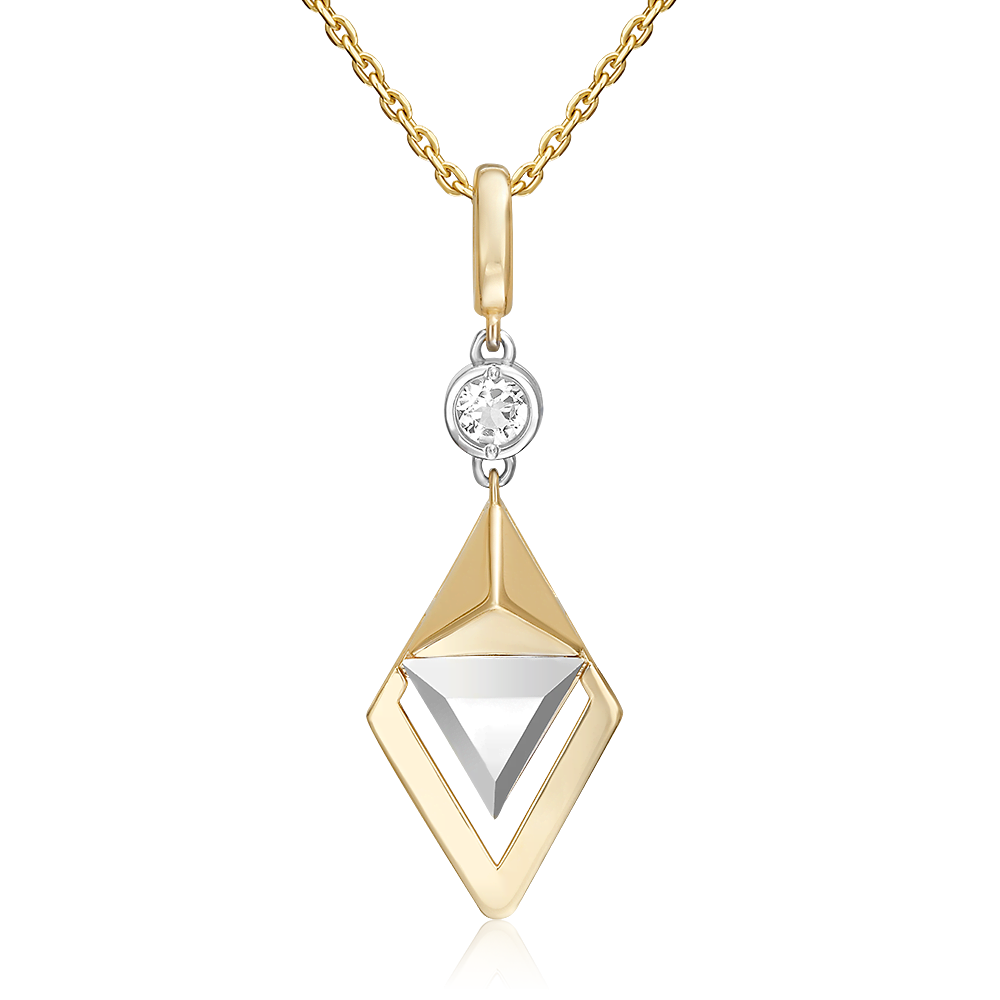 Подвеска из комбинированного золота с натуральным топазом white 03-3379-00-201-1121