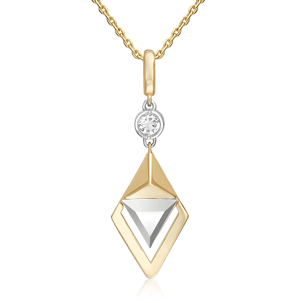 Подвеска из комбинированного золота с натуральным топазом white 03-3379-00-201-1121