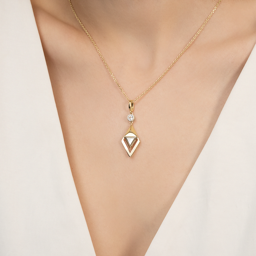 Подвеска из комбинированного золота с натуральным топазом white 03-3379-00-201-1121