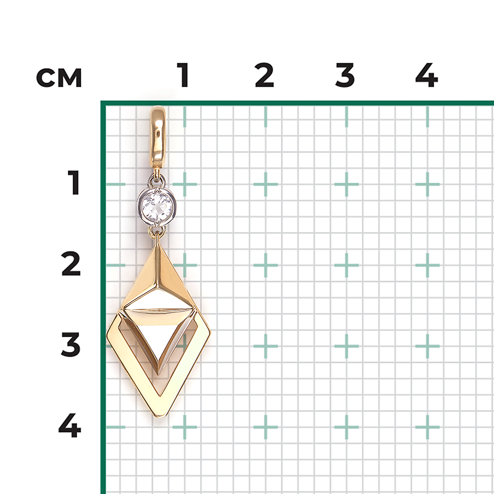 Подвеска из комбинированного золота с натуральным топазом white 03-3379-00-201-1121