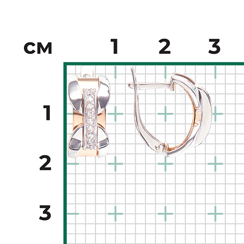 Серьги с английским замком из комбинированного золота с фианитами 02-4573-00-401-1111-65