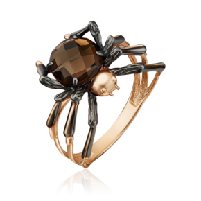 Кольцо «Паук» из красного золота с кварцем дымчатым 01-5384-00-202-1110-46