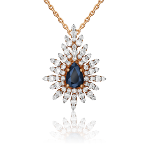 Подвеска из красного золота с сапфиром и бриллиантами 03-0398-00-105-1110-30