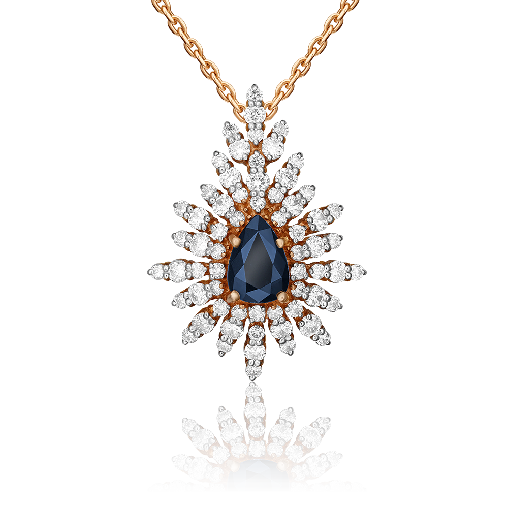 Подвеска из красного золота с сапфиром и бриллиантами 03-0398-00-105-1110-30