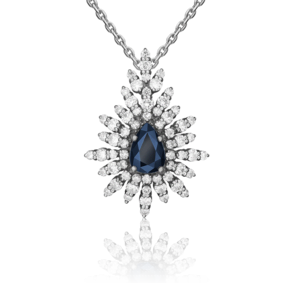 Подвеска из белого золота с сапфиром и бриллиантами 03-0399-00-105-1120-30