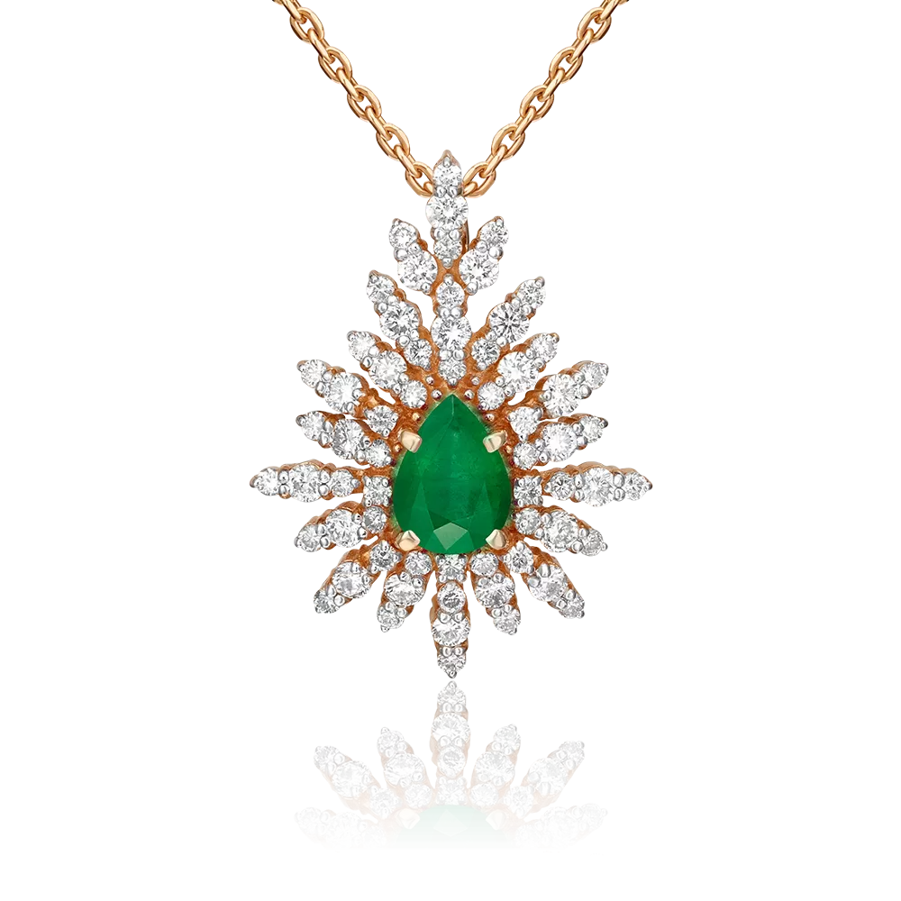 Подвеска из красного золота с изумрудом и бриллиантами 03-0398-00-106-1110-30