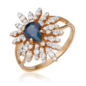 Кольцо из красного золота с сапфиром и бриллиантами 01-1151-00-105-1110-30