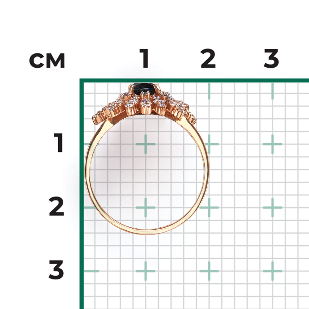 Кольцо из красного золота с сапфиром и бриллиантами 01-1151-00-105-1110-30