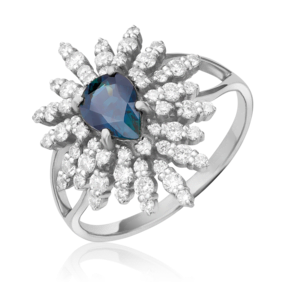 Кольцо из белого золота с сапфиром и бриллиантами 01-1152-00-105-1120-30
