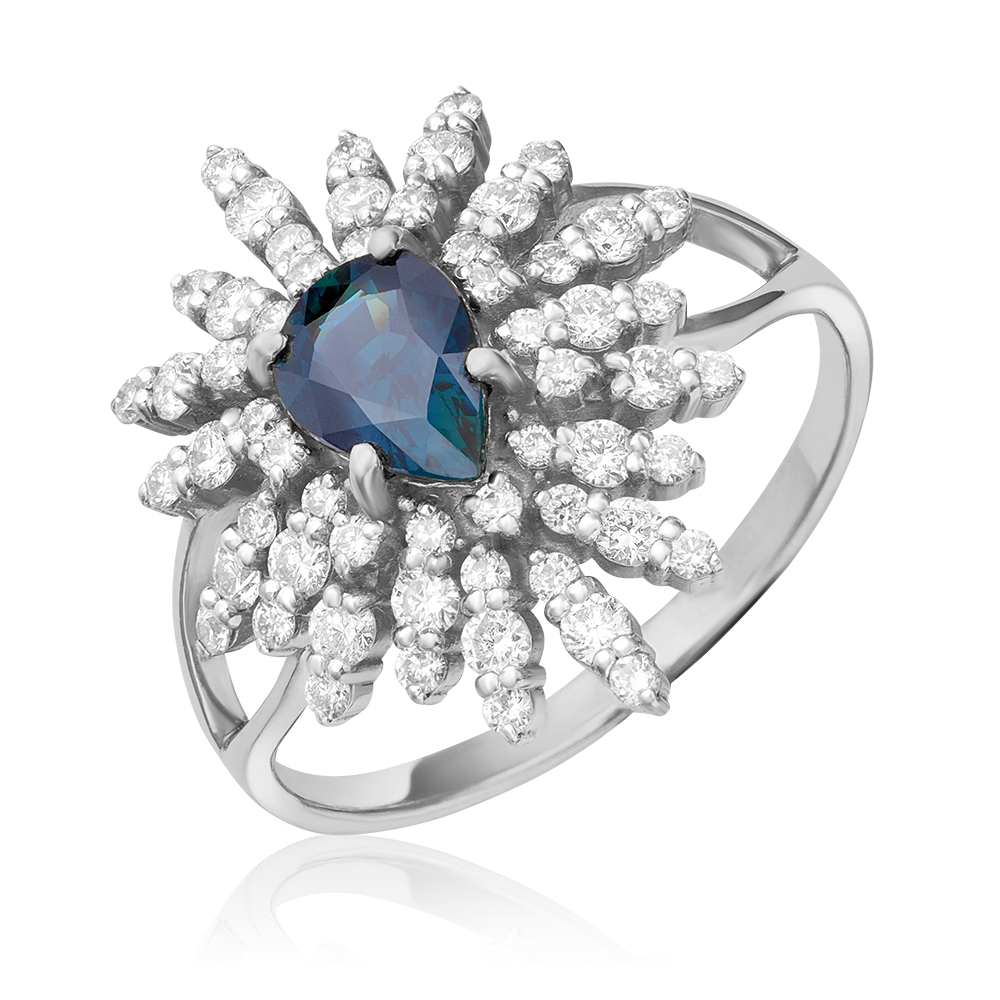 Кольцо из белого золота с сапфиром и бриллиантами 01-1152-00-105-1120-30