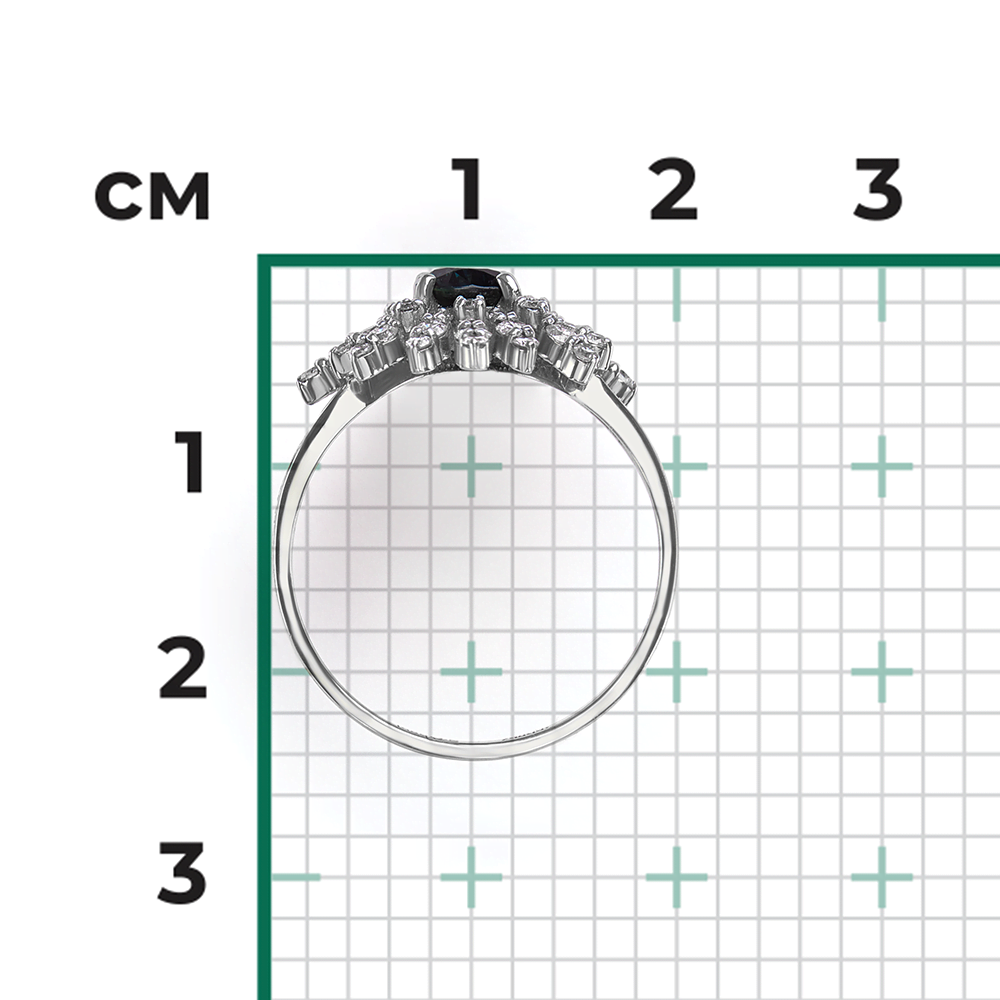 Кольцо из белого золота с сапфиром и бриллиантами 01-1152-00-105-1120-30