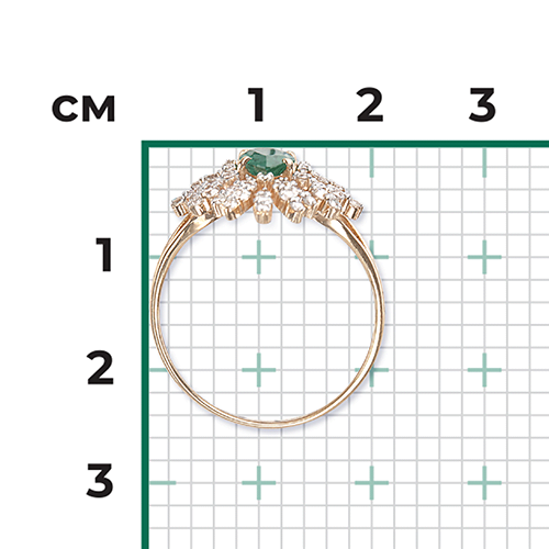 Кольцо из красного золота с изумрудом и бриллиантами 01-1151-00-106-1110-30