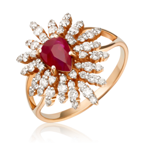 Кольцо из красного золота с рубином и бриллиантами 01-1151-00-107-1110-30