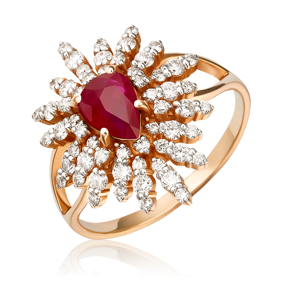 Кольцо из красного золота с рубином и бриллиантами 01-1151-00-107-1110-30
