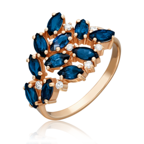 Кольцо из красного золота с сапфирами и бриллиантами 01-1153-00-105-1110-30