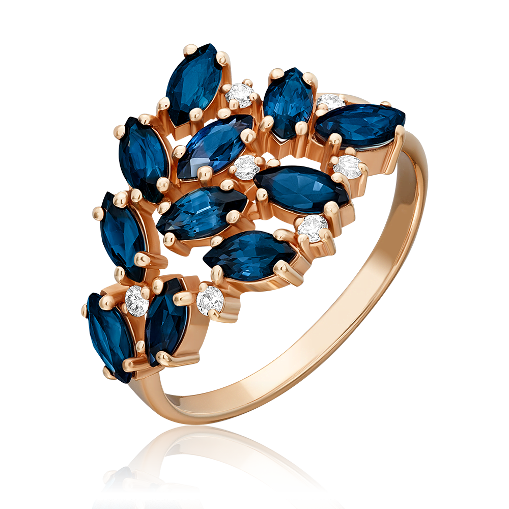 Кольцо из красного золота с сапфирами и бриллиантами 01-1153-00-105-1110-30