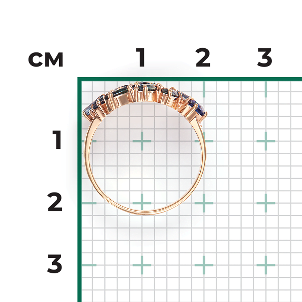 Кольцо из красного золота с сапфирами и бриллиантами 01-1153-00-105-1110-30