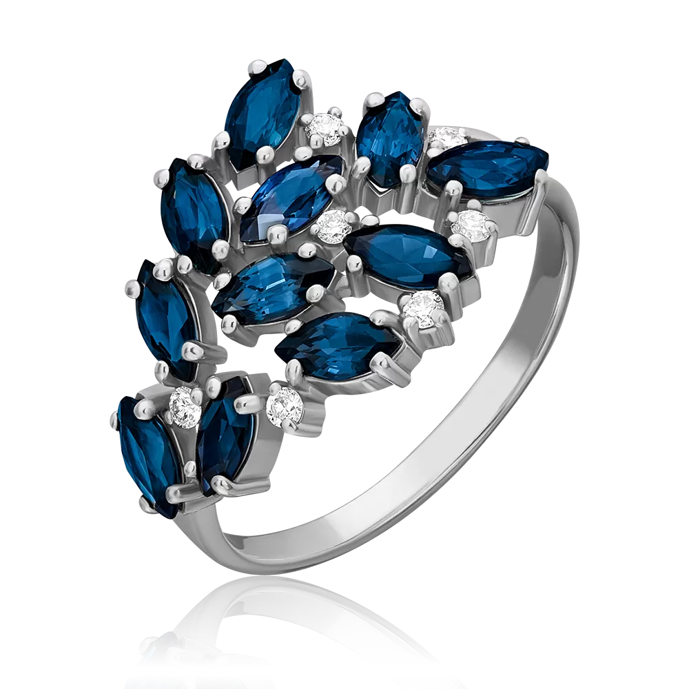 Кольцо из белого золота с сапфирами и бриллиантами 01-1154-00-105-1120-30