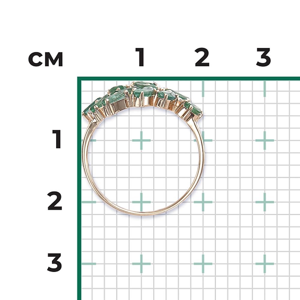Кольцо из красного золота с изумрудами и бриллиантами 01-1153-00-106-1110-30