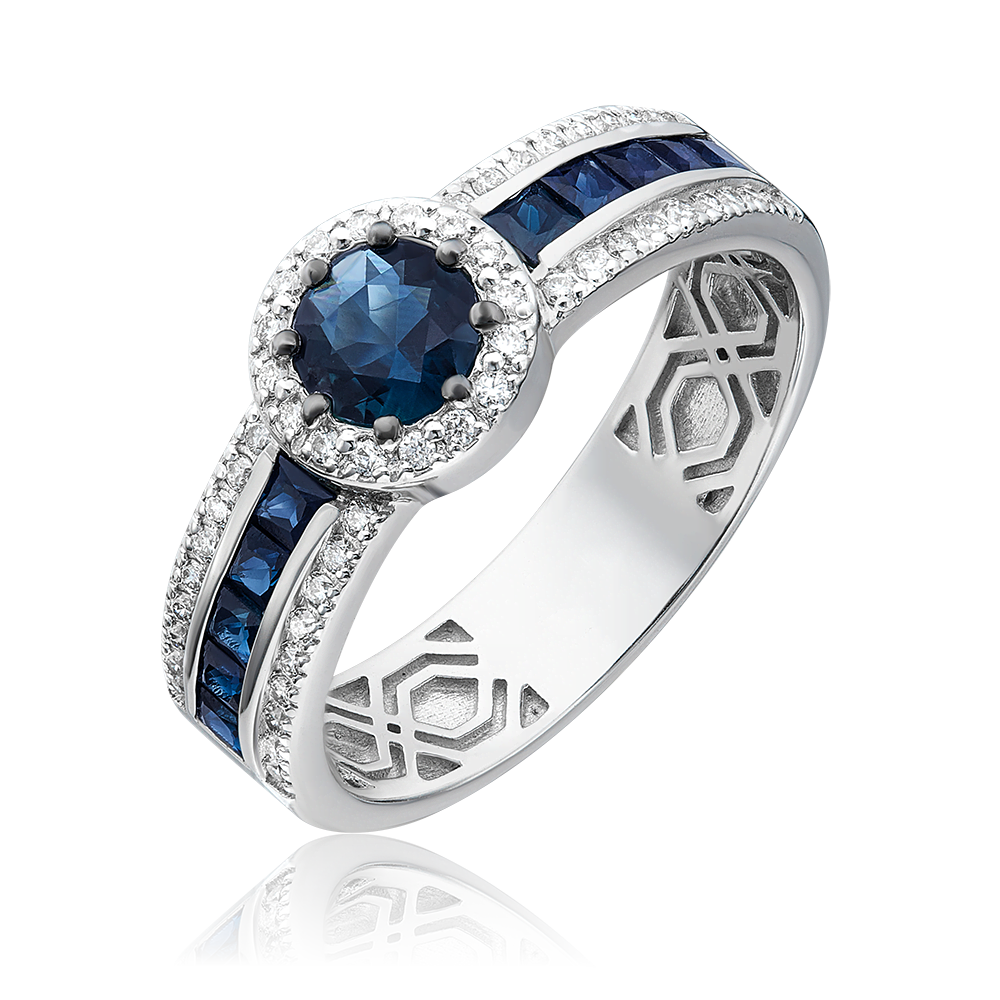 Кольцо из белого золота с сапфирами и бриллиантами 01-1330-00-105-1120-30