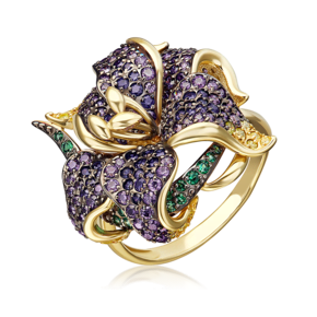 Кольцо «Лилия» из лимонного золота с фианитами 01-4822-00-404-1130-53