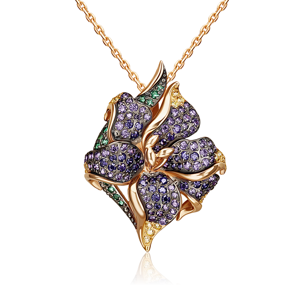 Подвеска «Лилия» из красного золота с фианитами 03-2487-00-404-1110-53