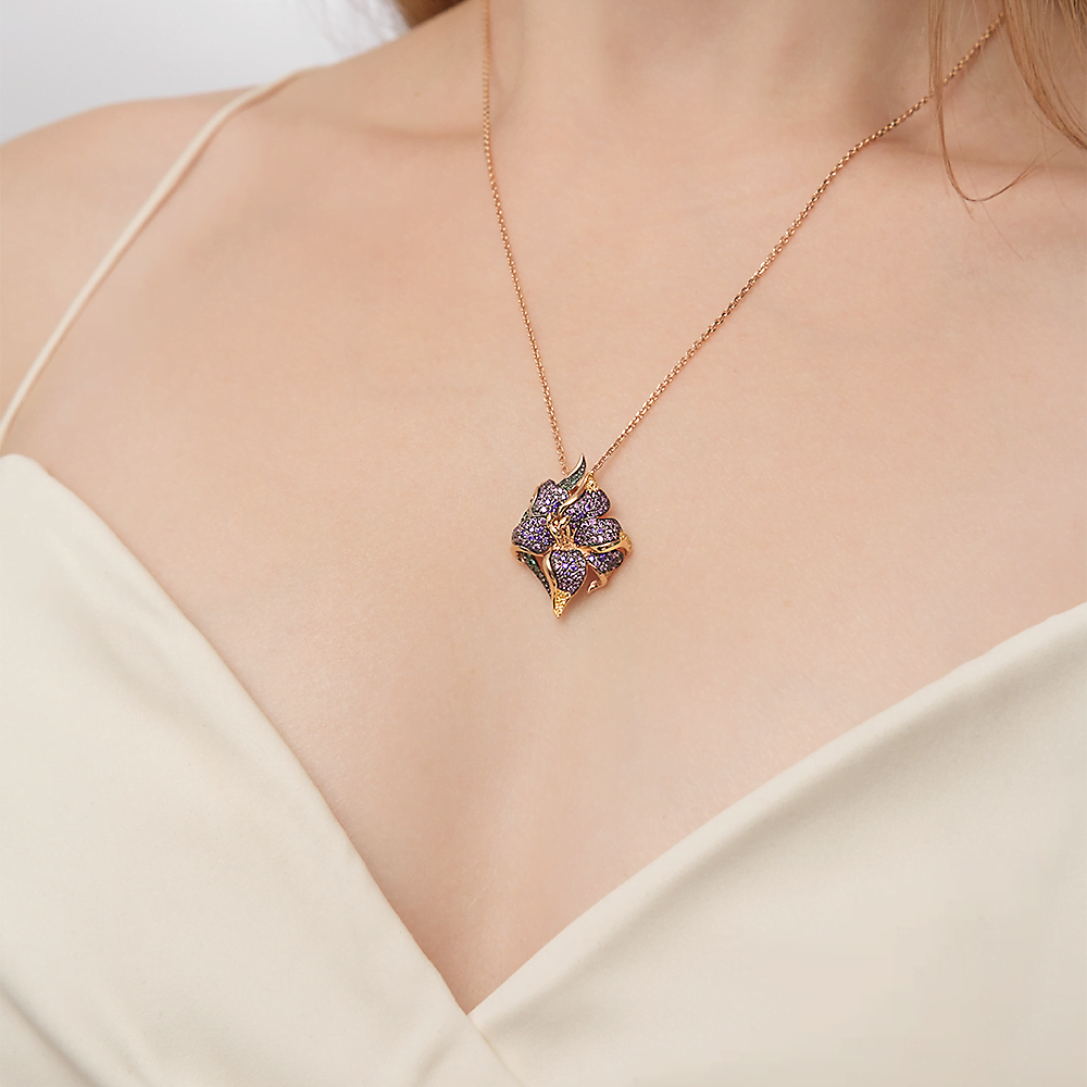 Подвеска «Лилия» из красного золота с фианитами 03-2487-00-404-1110-53