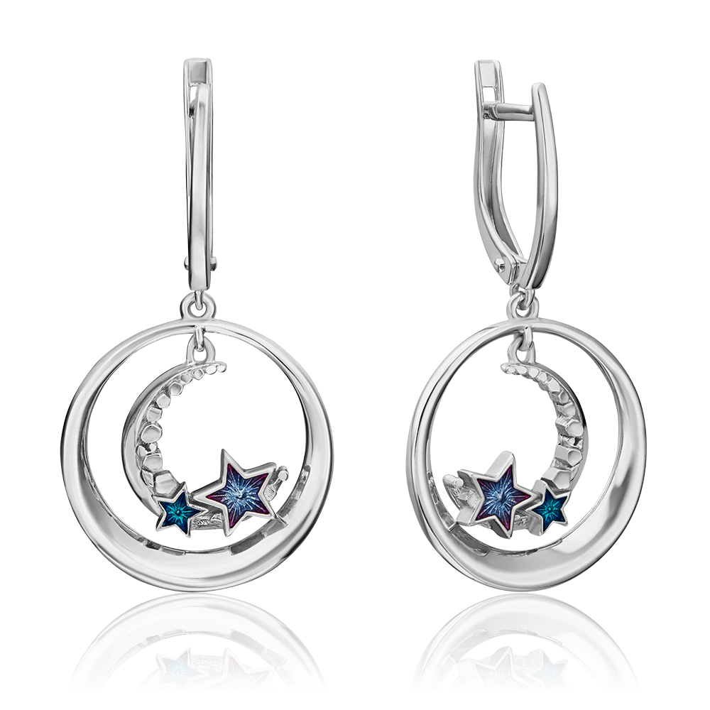 Серьги «Полумесяцы» из серебра с эмалью 02-4742-00-000-0200-69