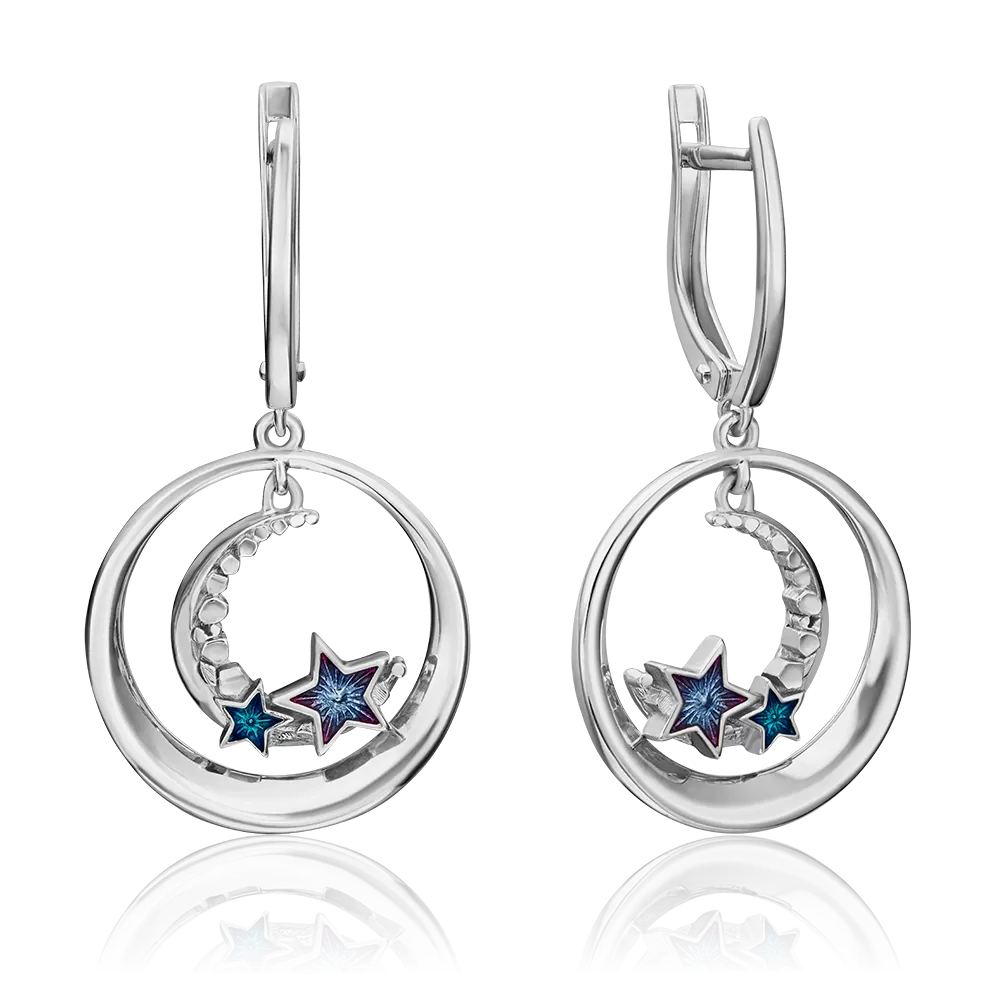 Серьги «Полумесяцы» из серебра с эмалью 02-4742-00-000-0200-69