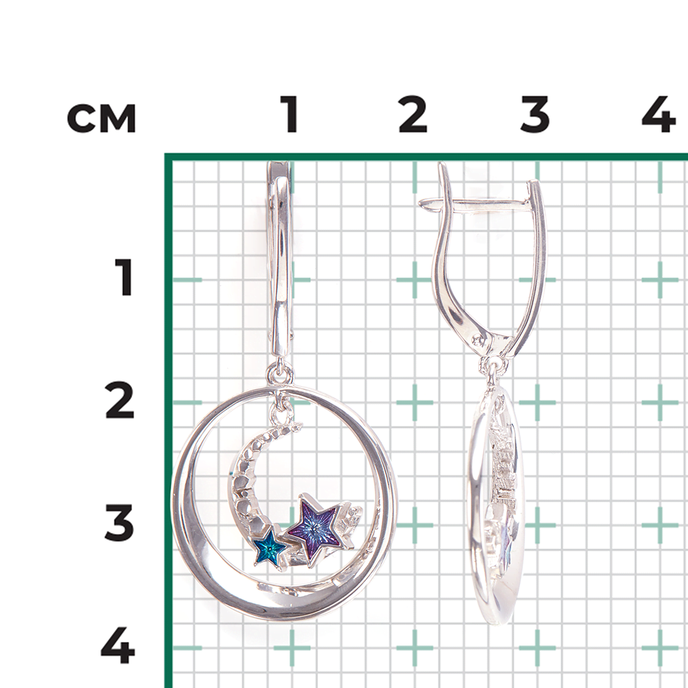 Серьги «Полумесяцы» из серебра с эмалью 02-4742-00-000-0200-69