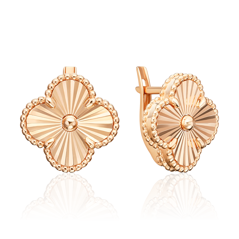 Серьги «Клевер» с английским замком из красного золота 02-5591-00-000-1110