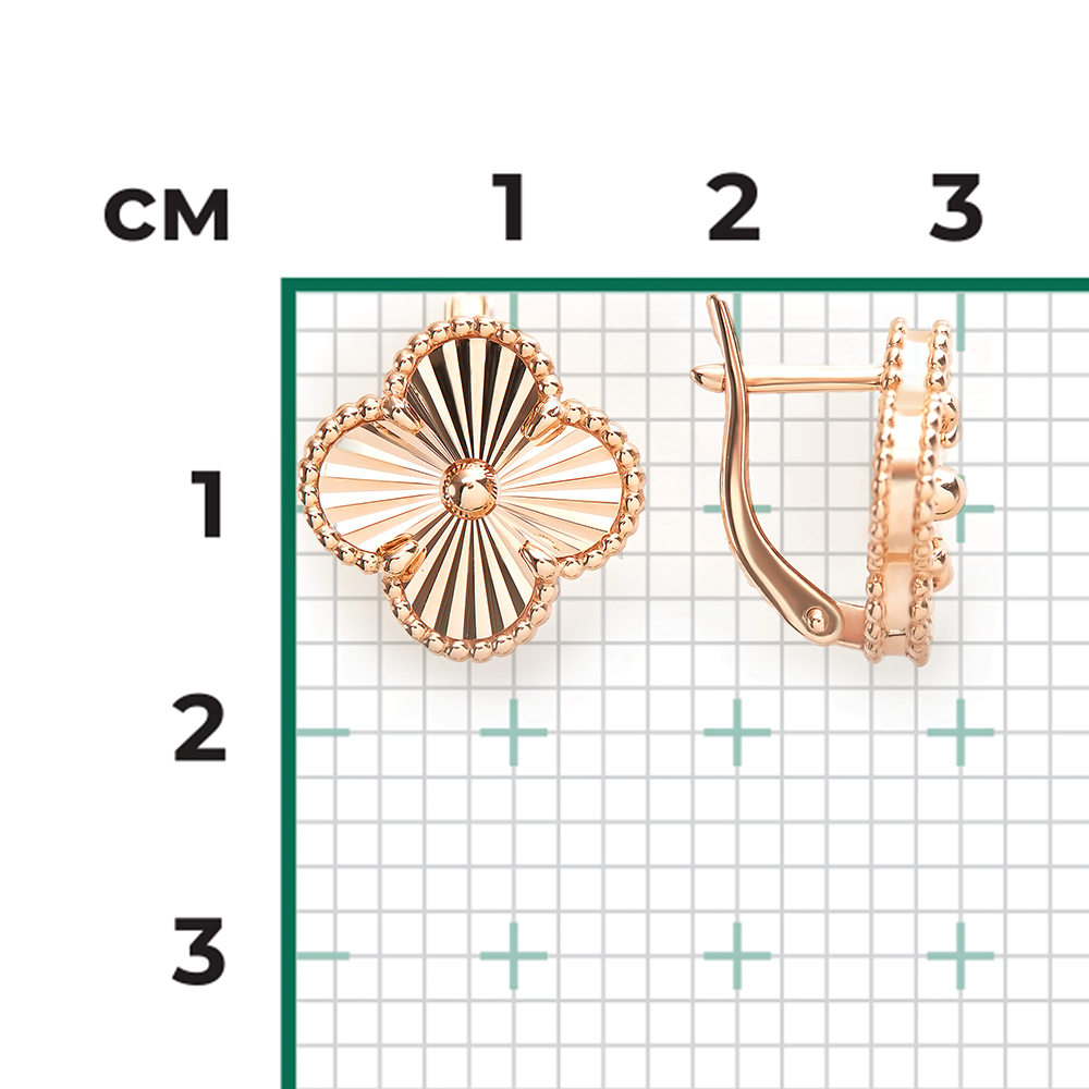 Серьги «Клевер» с английским замком из красного золота 02-5591-00-000-1110