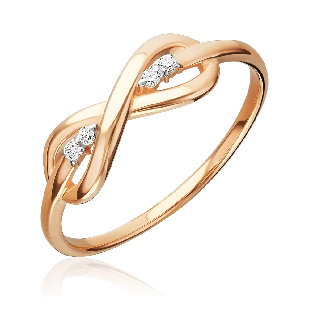 Кольцо «Бесконечность» из красного золота с фианитами 01-5946-00-401-1110