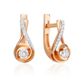 Серьги с английским замком из красного золота с бриллиантами 02-0962-00-101-1110-30