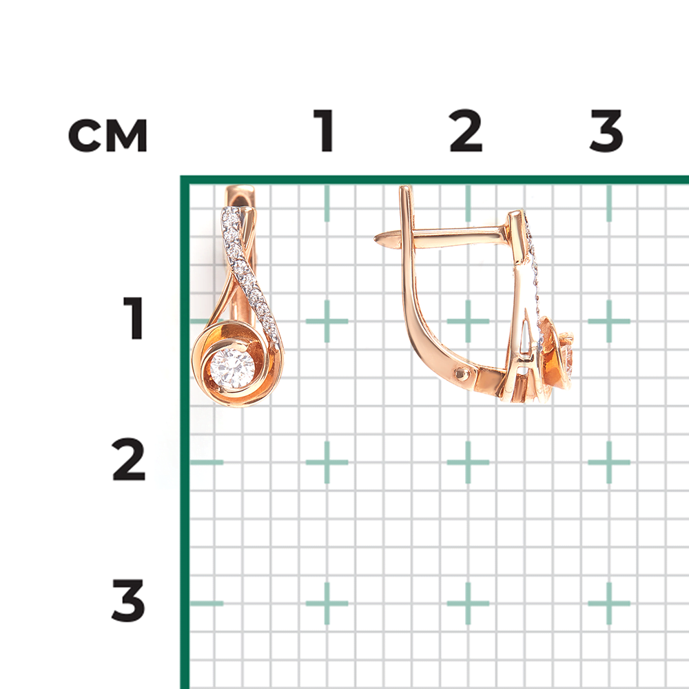 Серьги с английским замком из красного золота с бриллиантами 02-0962-00-101-1110-30