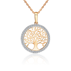 Подвеска «Древо жизни» из красного золота с фианитами 03-3611-00-401-1110
