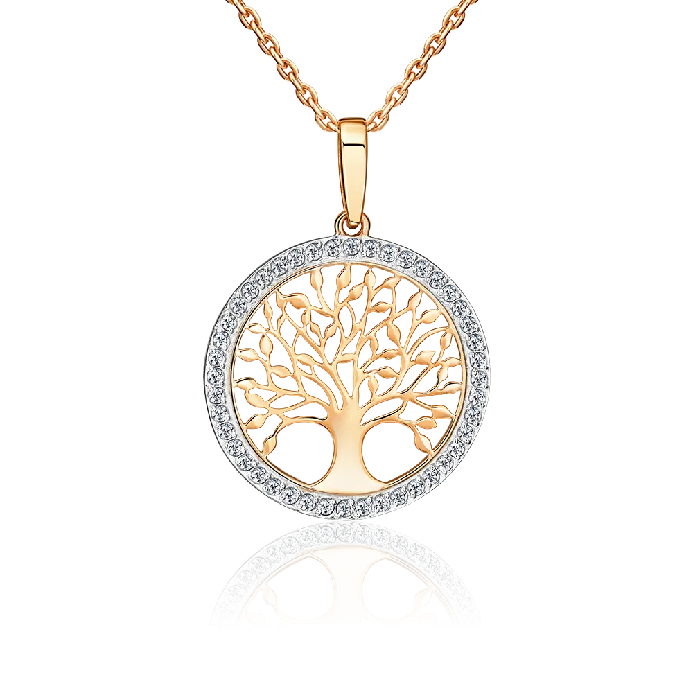Подвеска «Древо жизни» из красного золота с фианитами 03-3611-00-401-1110