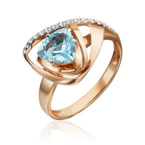 Кольцо из красного золота с топазом и натуральными топазами white 01-5311-00-201-1110-57